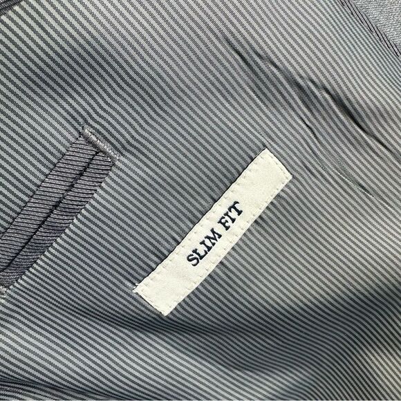 Jos A Bank Blazer Mens 43R Gray Slim Fit Wool 2 Button Suit Jacket Business - Picture 15 of 16